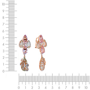 Серьги из красного золота с бриллиантами, аметистами