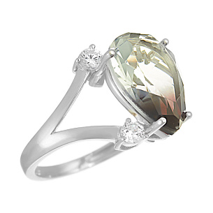 Серебряное кольцо с ситалом, фианитами