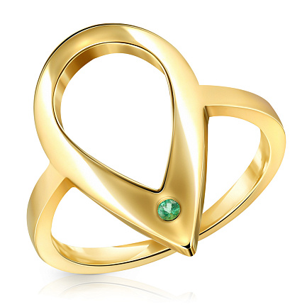 Кольцо из желтого золота с изумрудом