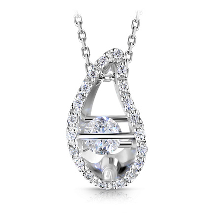 Колье из белого золота с бриллиантами, плетение якорное