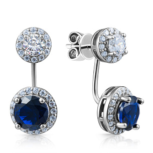 Серьги из серебра с фианитом