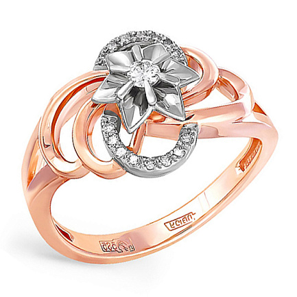 Кольцо из красного золота с бриллиантами