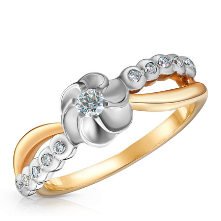 Кольцо из комбинированного золота с бриллиантами