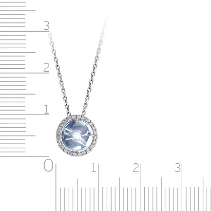 Колье из белого золота с бриллиантами, топазом, плетение якорное