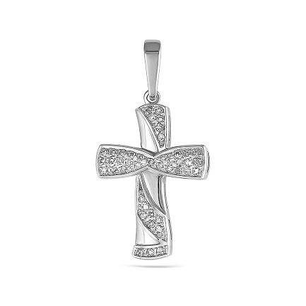 Крест декоративный из серебра с фианитом