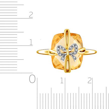 Золотое кольцо с цитрином и бриллиантами