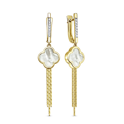 Серьги с английским замком из желтого золота с бриллиантами