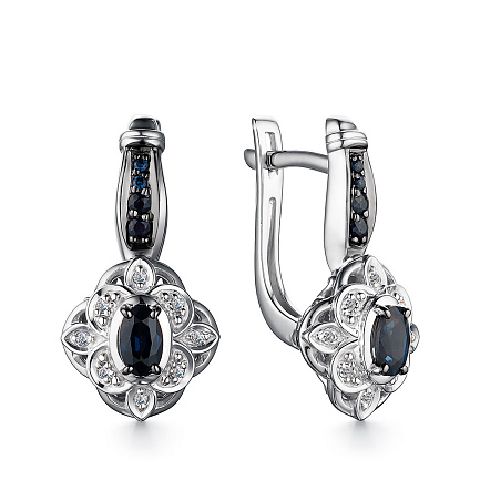 Серьги с английским замком из белого золота с бриллиантами