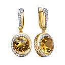 Серьги с английским замком из желтого золота с бриллиантами