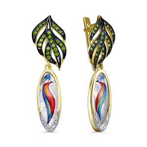 Серьги с английским замком из желтого золота с бриллиантами