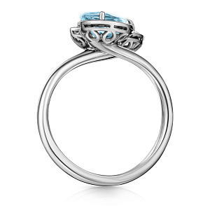 Кольцо из белого золота с бриллиантами, топазами