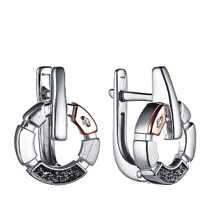 Серьги с английским замком из серебра с бриллиантами