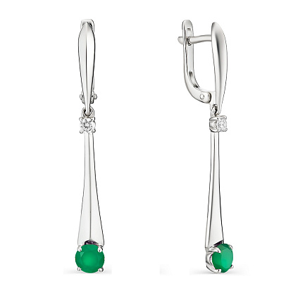 Серьги из серебра с агатами и фианитами