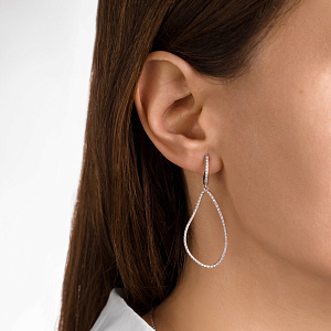 Серьги с английским замком из белого золота с бриллиантами