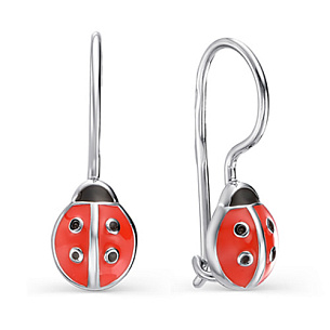 Серьги с французским замком из серебра с эмалью