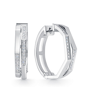 Серьги из белого золота с бриллиантом