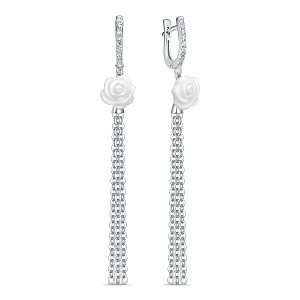 Серьги с английским замком из серебра с фианитами