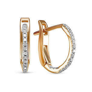 Серьги из красного золота с бриллиантом