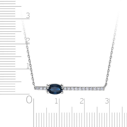 Колье из белого золота с бриллиантами, сапфиром, плетение якорное