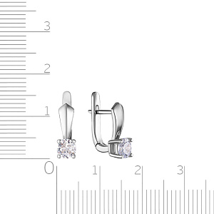 Серьги с английским замком из серебра с фианитом