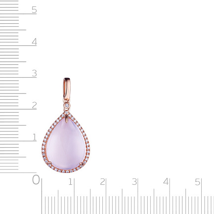 Подвеска из красного золота с бриллиантами, кварцем