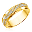 Кольцо обручальное из желтого золота с бриллиантами