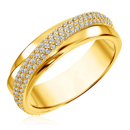 Кольцо обручальное из желтого золота с бриллиантами