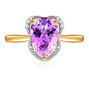 Кольцо из желтого золота с бриллиантами, аметистом