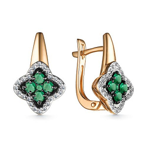 Серьги с английским замком из красного золота с бриллиантами