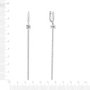 Серьги с английским замком из белого золота с фианитом, плетение якорное