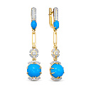 Серьги из желтого золота с бриллиантами, бирюзой