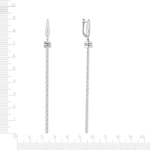Серьги с английским замком из белого золота с фианитом, плетение якорное