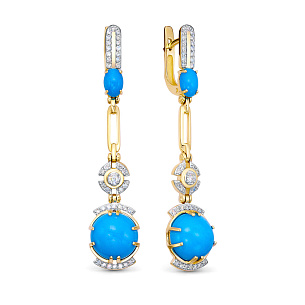 Серьги из желтого золота с бриллиантом