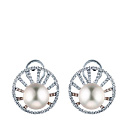 Серьги из белого золота с бриллиантами, жемчугом
