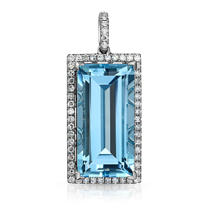 Подвеска из белого золота с бриллиантами, топазом