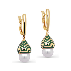 Серьги с английским замком из серебра с жемчугом