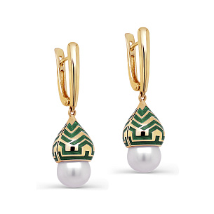 Серьги с английским замком из серебра с жемчугом