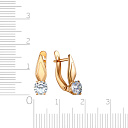 Серьги с английским замком из красного золота с фианитом