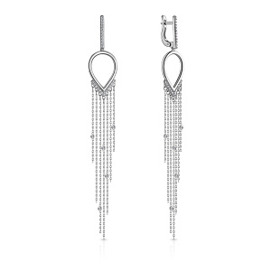 Серьги с английским замком из белого золота с бриллиантами