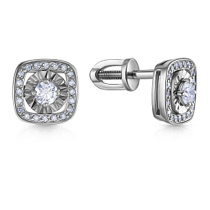 Пусеты из белого золота с бриллиантами