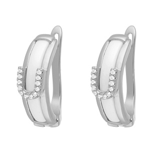 Серьги с английским замком из серебра с керамиками и циркониями