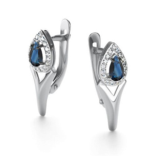 Серьги с английским замком из белого золота с бриллиантом