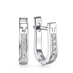 Серьги из белого золота с бриллиантом