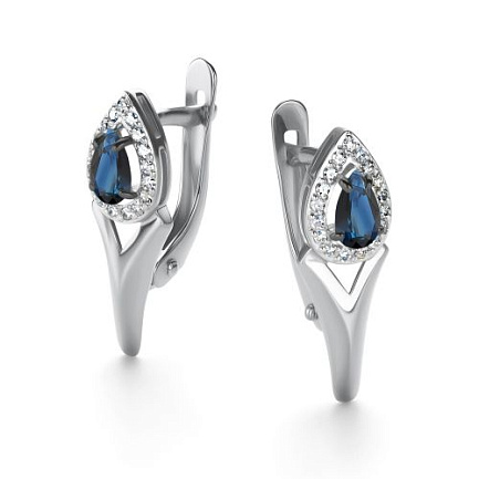 Серьги с английским замком из белого золота с бриллиантами