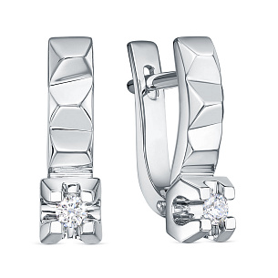 Серьги из белого золота с бриллиантом