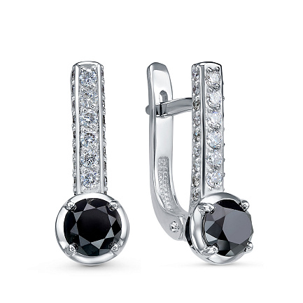 Серьги с английским замком из белого золота с бриллиантами