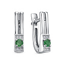 Серьги с английским замком из серебра с бриллиантами