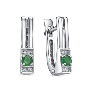 Серьги с английским замком из серебра с бриллиантами