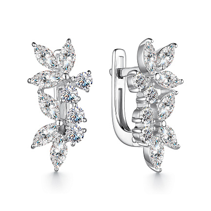 Серьги с английским замком из серебра с фианитами