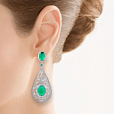 Серьги из серебра с агатом, фианитом